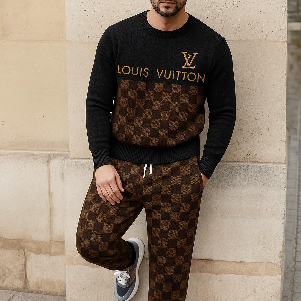 Louis Vuitton Statement Checkered Sweater And Pants Set