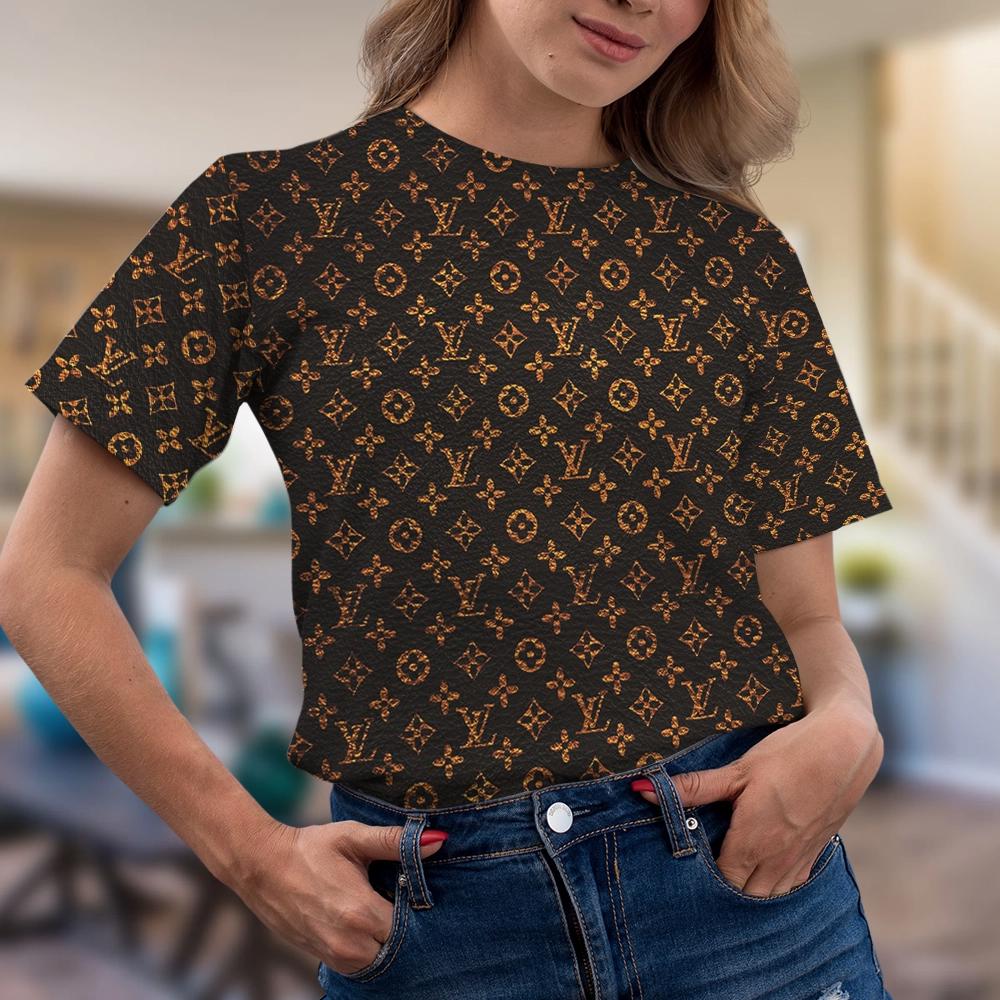 Louis Vuitton Statement Crop Top in Monogram Gold and Black