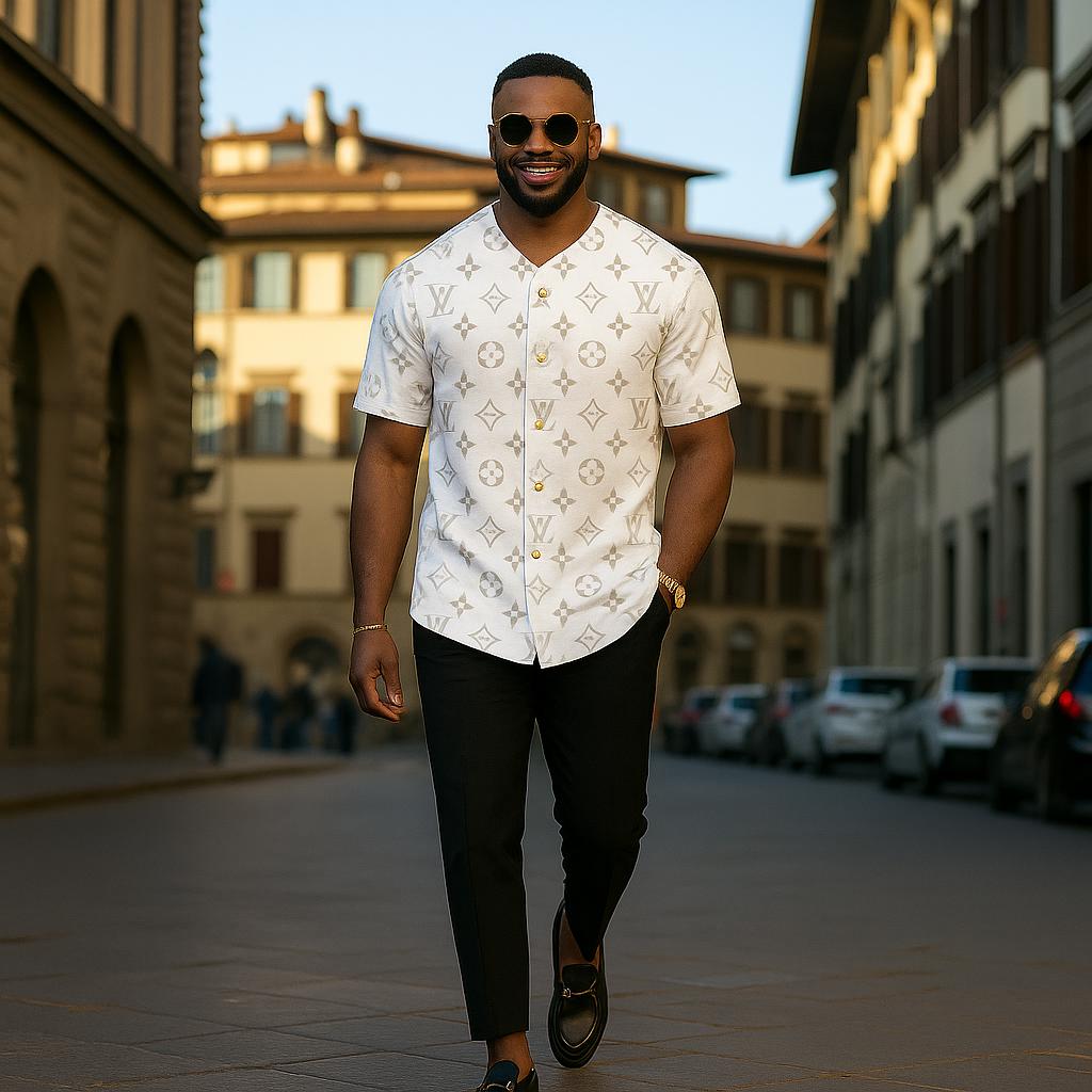 Louis Vuitton Statement Monogram Baseball Jersey in White