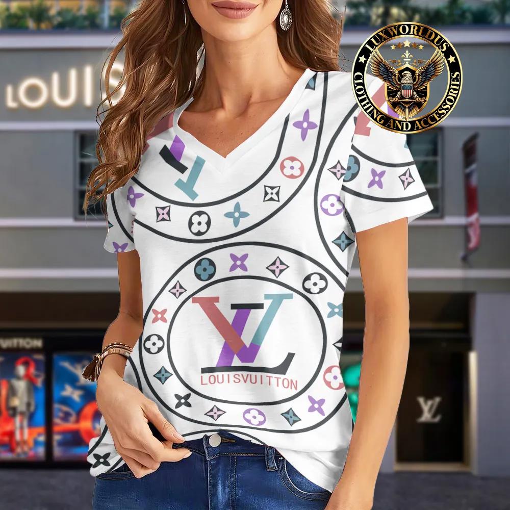 Louis Vuitton Statement Print Casual T-Shirt