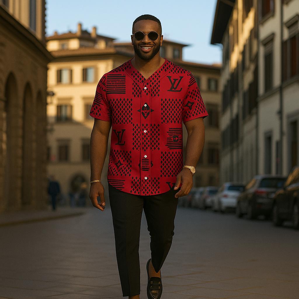 Louis Vuitton Statement Red Baseball Jersey