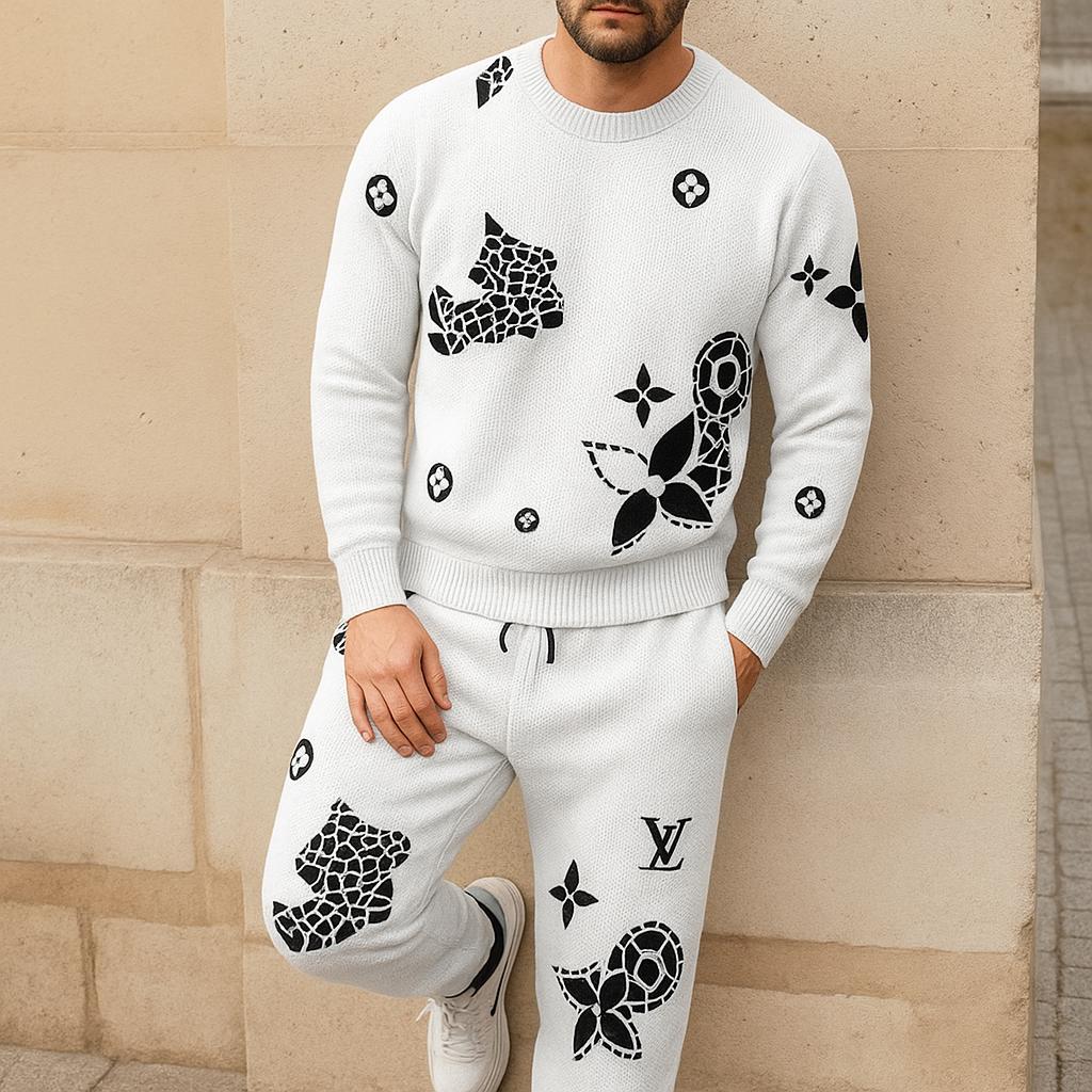Louis Vuitton Statement Sweater And Pants Set White and Bold