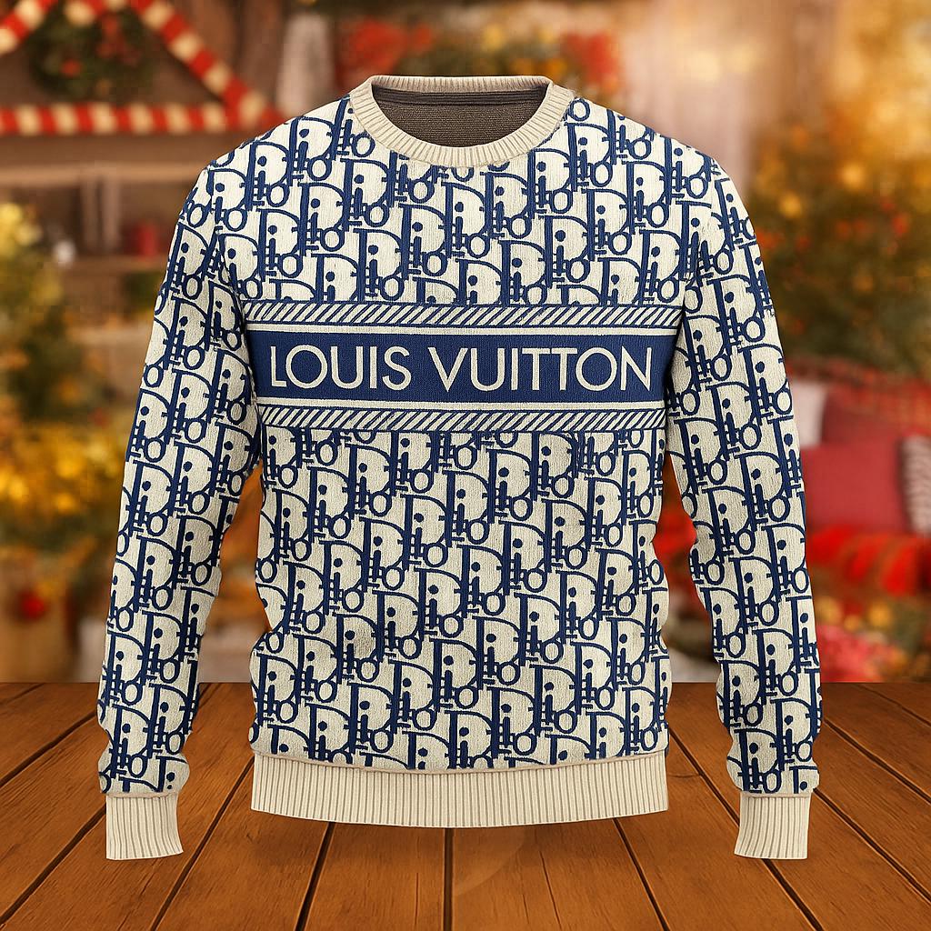 Louis Vuitton Statement Sweater Blue and White Dior Oblique