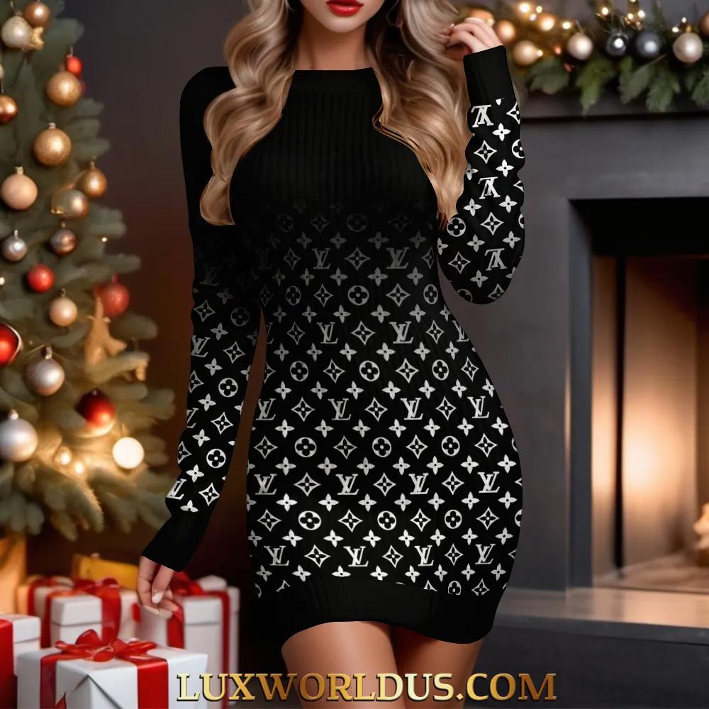 Louis Vuitton Statement Sweater Dress Black and White Luxury