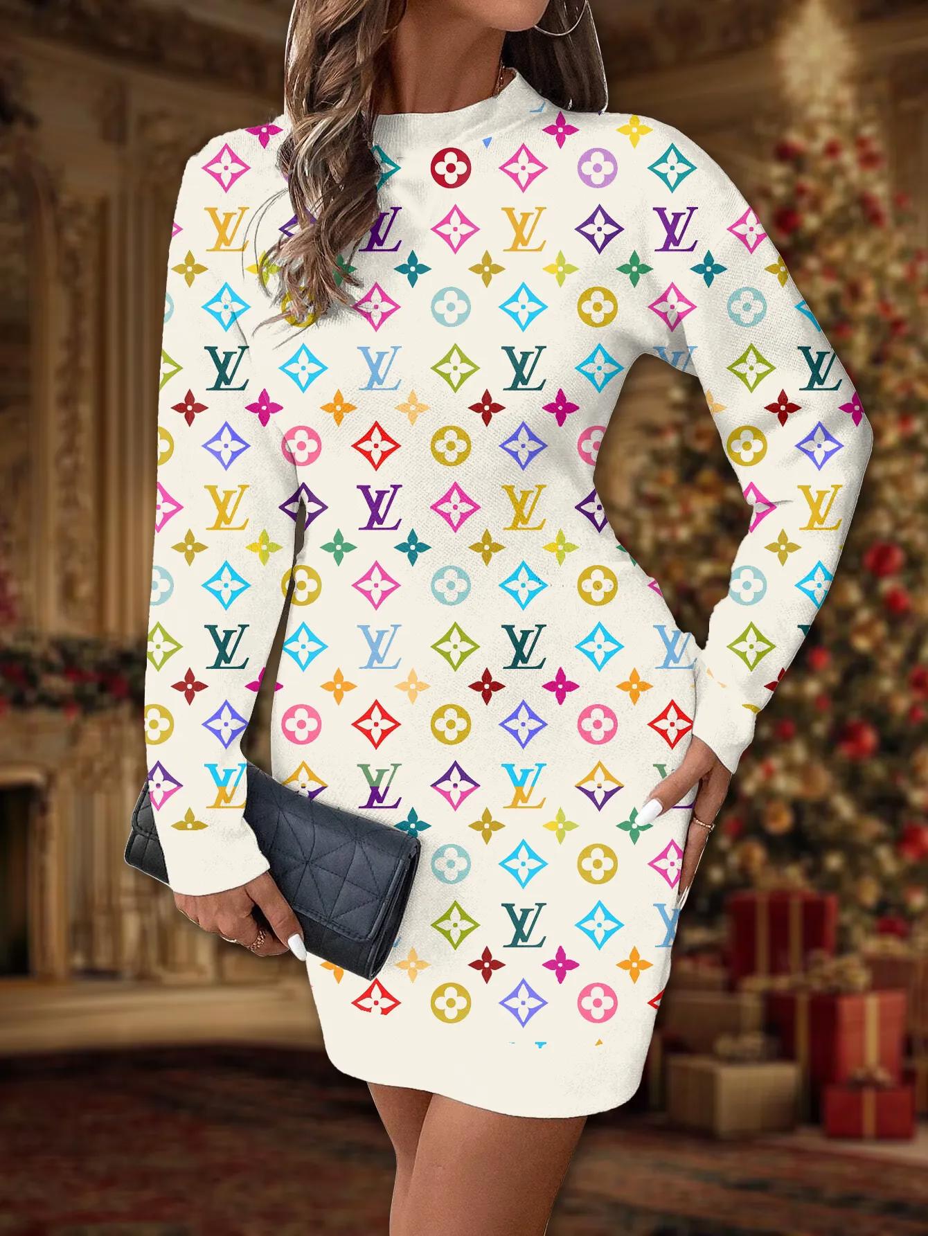 Louis Vuitton Statement Sweater Dress + Bold Colorful Print