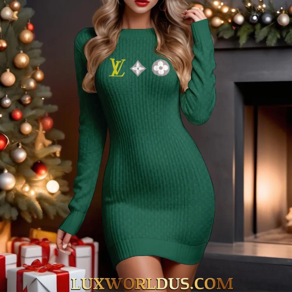Louis Vuitton Statement Sweater Dress Green and Luxurious