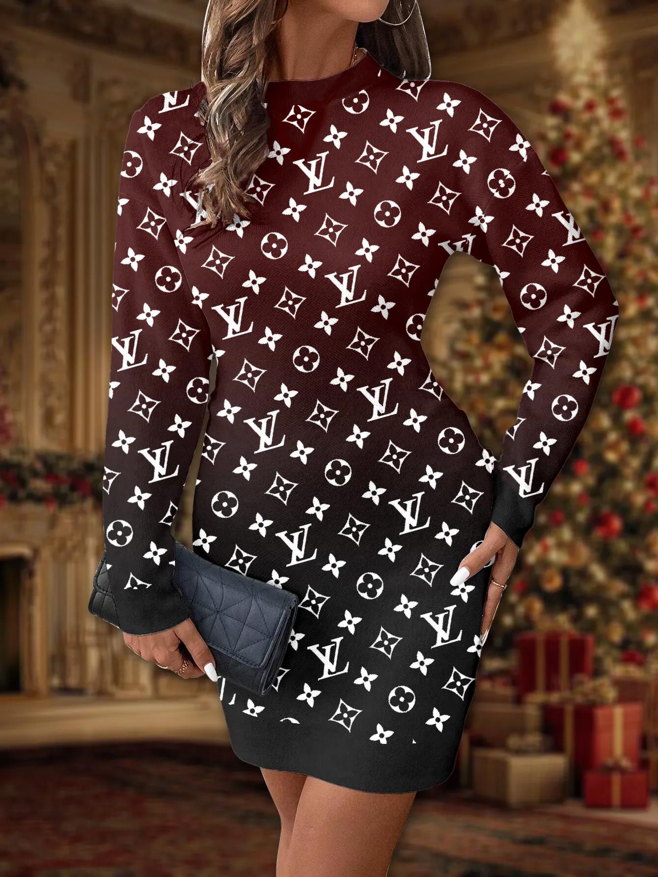 Louis Vuitton Statement Sweater Dress in Brown