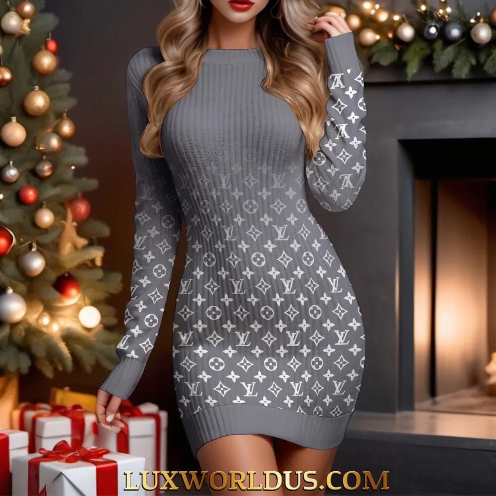 Louis Vuitton Statement Sweater Dress in Gray and Luxurious Knit
