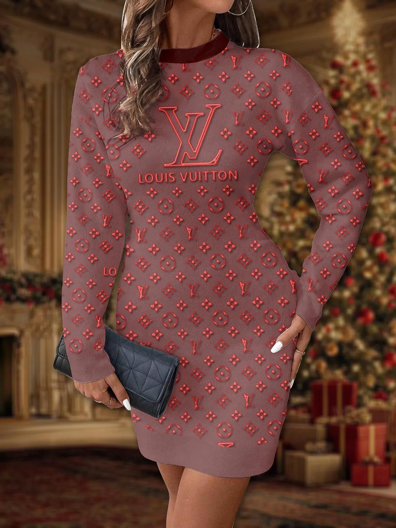 Louis Vuitton Statement Sweater Dress in Plum Luxe Velvet