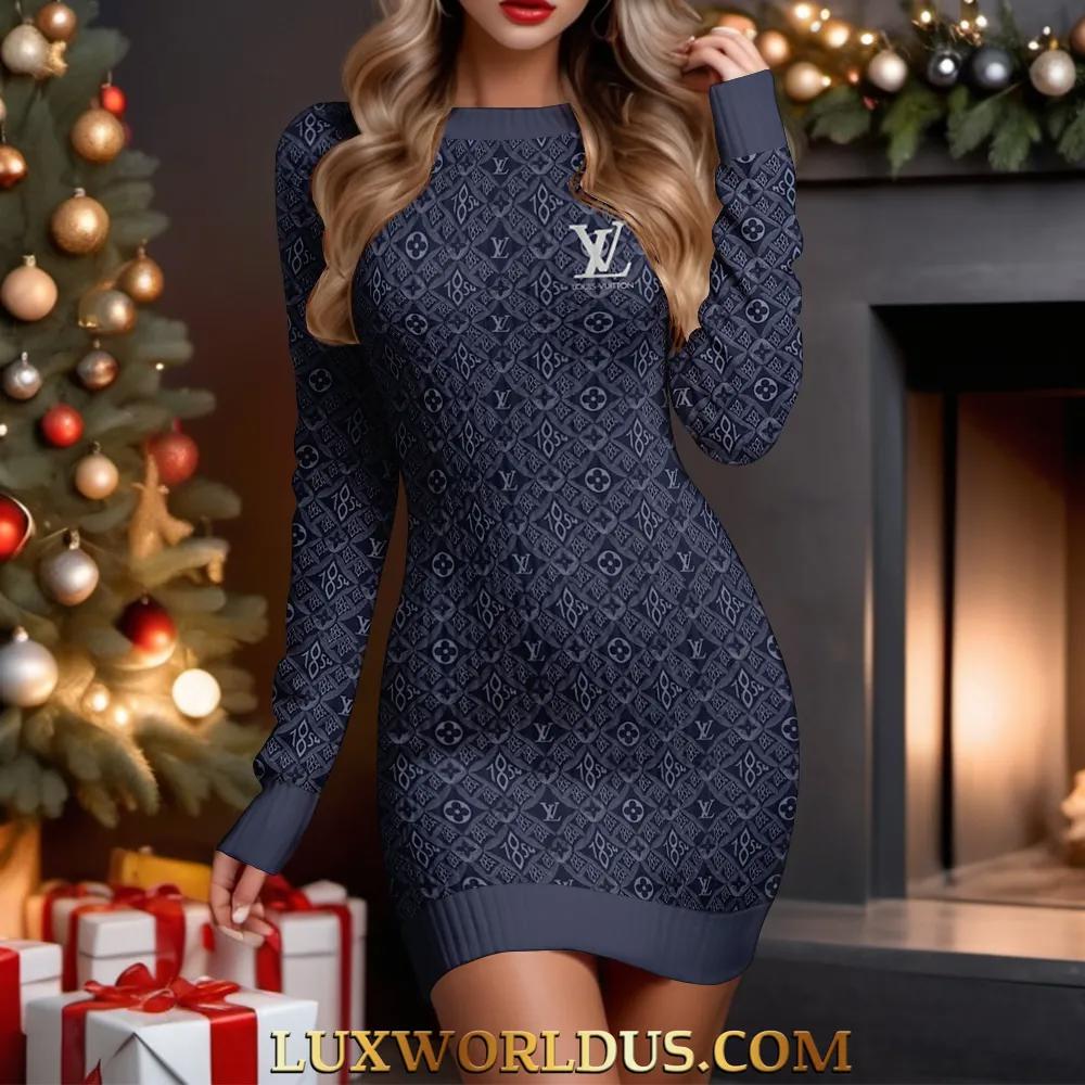 Louis Vuitton Statement Sweater dress with bold pattern and luxury design.
