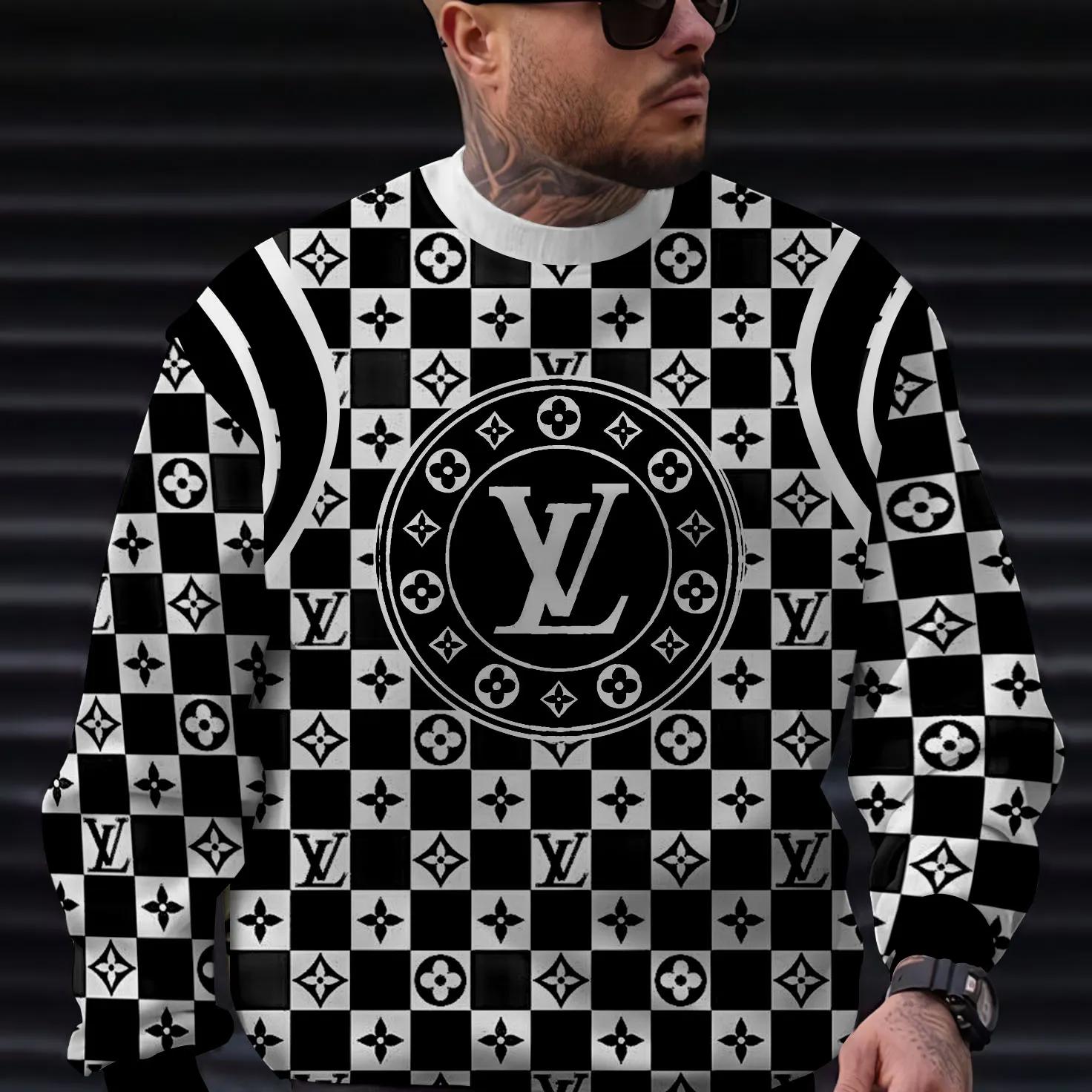 Louis Vuitton Statement Sweater Monogram Checkered Black & White
