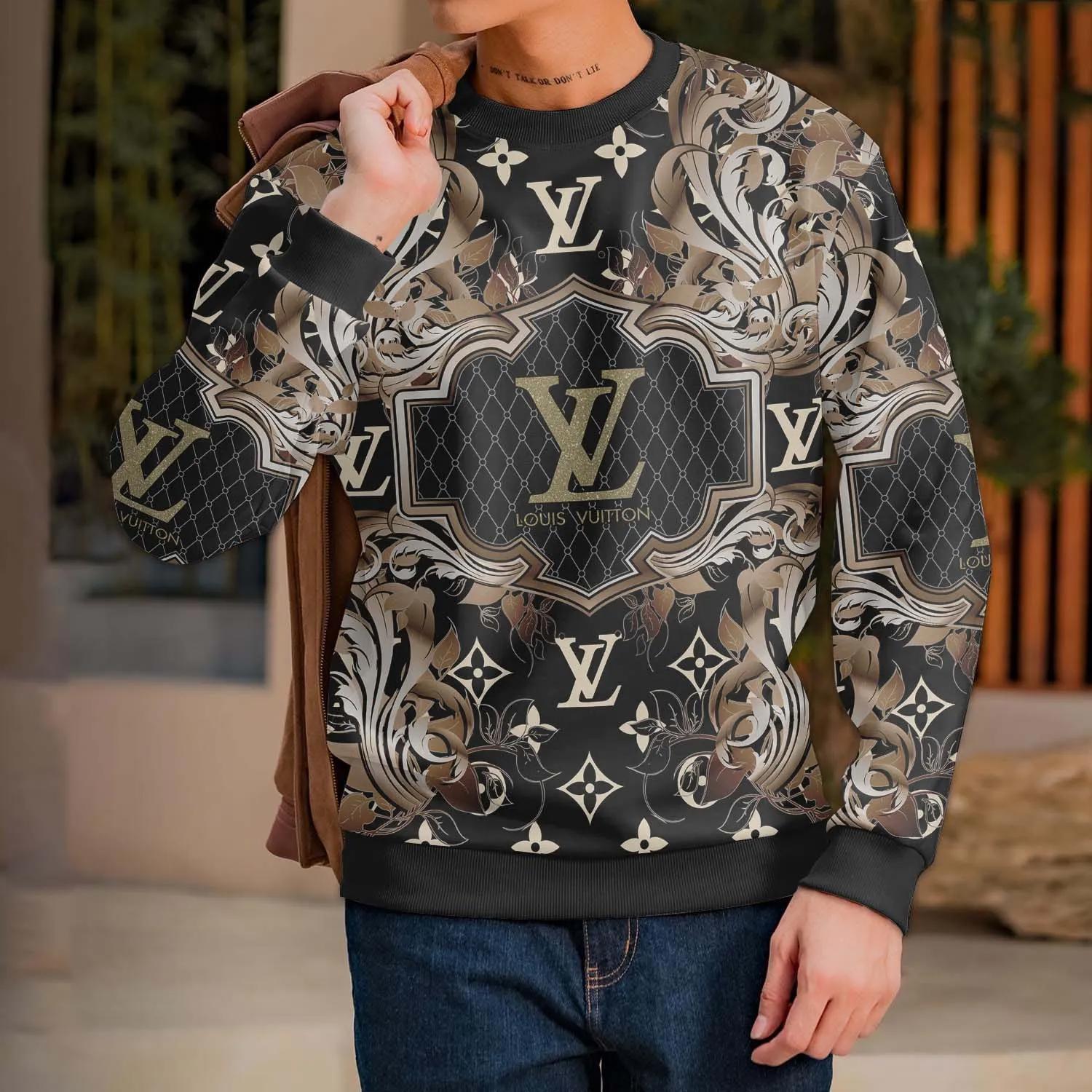 Louis Vuitton Statement Sweater with Embossed Monograms and Luxury Silk