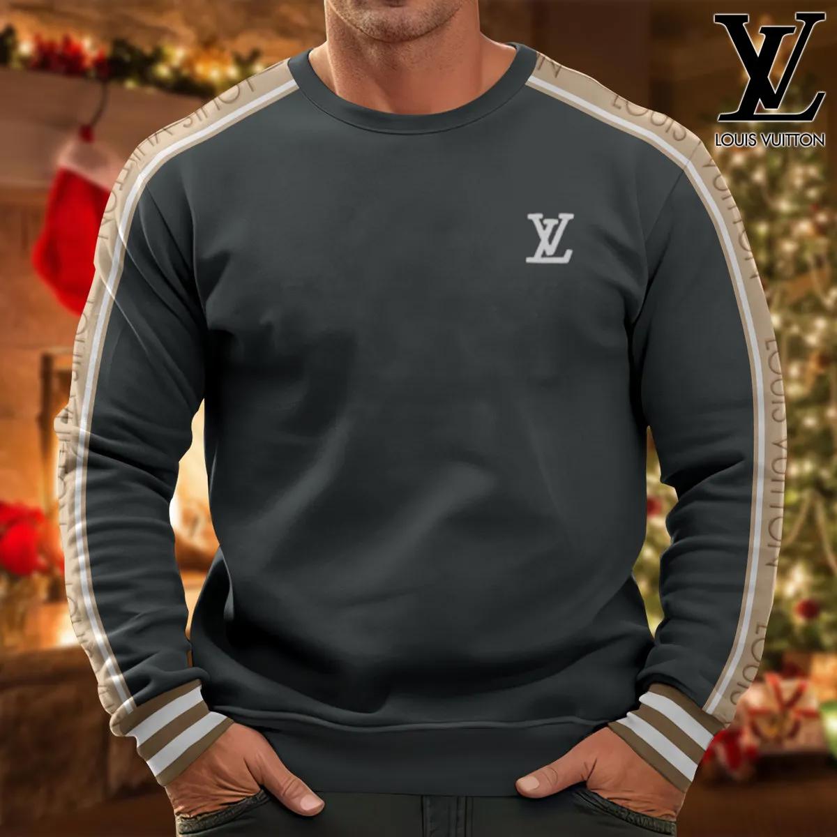 Louis Vuitton Statement Sweater with Striped Sleeves and Monogram Detail