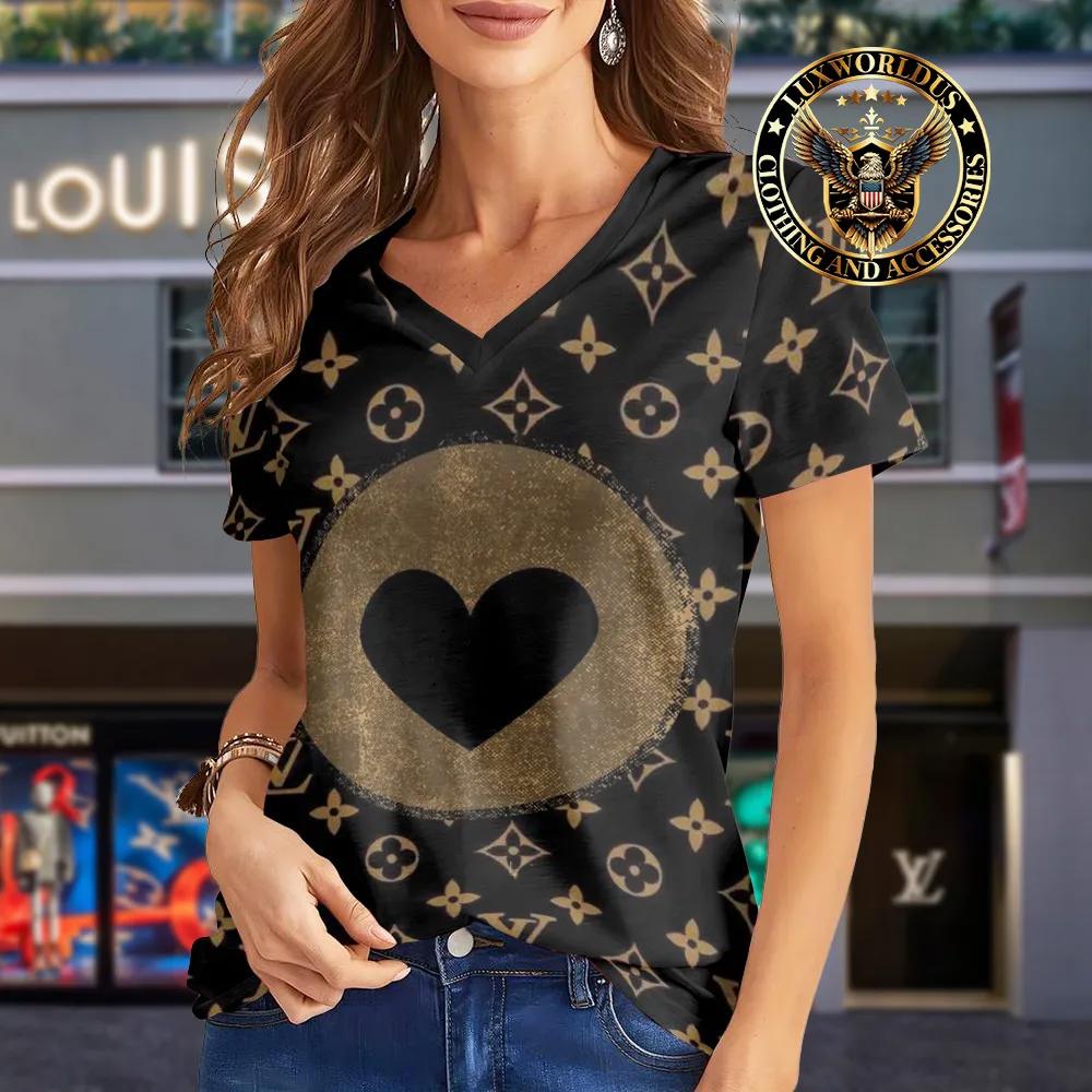Louis Vuitton Statement T-Shirt with Gold Heart Print