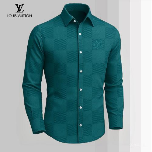 Louis Vuitton Teal Checkered Long Sleeves Shirt