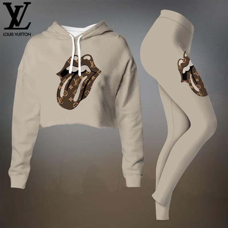 Louis Vuitton White Monogram Crop-Top T-Shirt and Leggings Set - Chic Streetwear