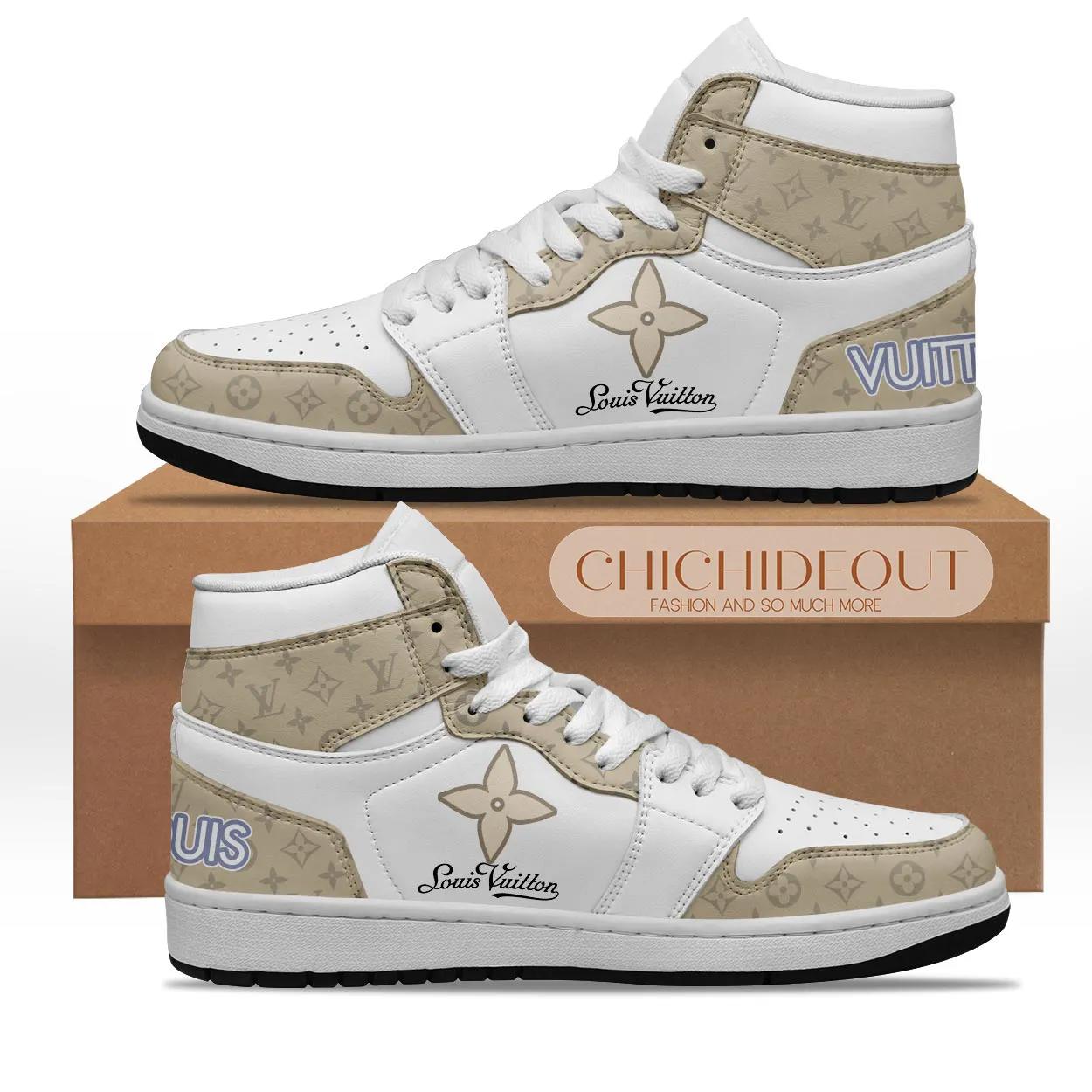 Louis Vuitton x Air Jordan 1 High Beige Leather Sneaker