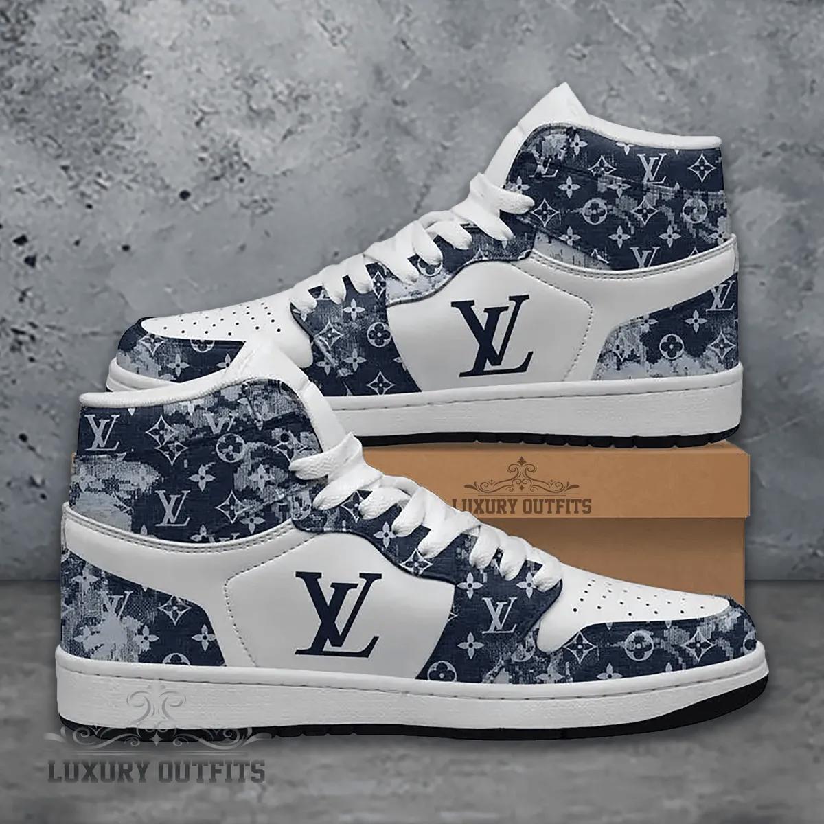 Louis Vuitton x Air Jordan 1 Midnight Navy High Top Sneakers