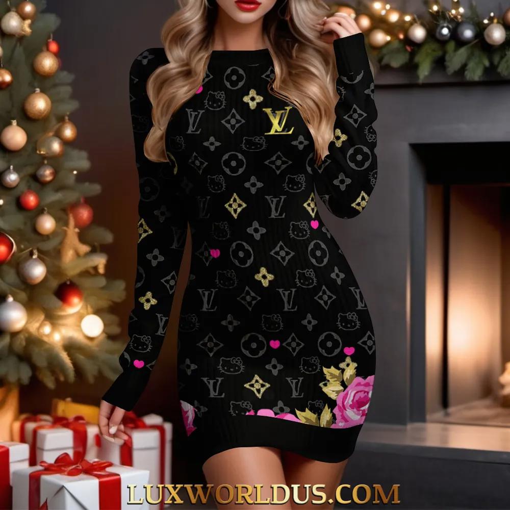 Louis Vuitton x Hello Kitty Sweater Dress in Chic Black and Gold