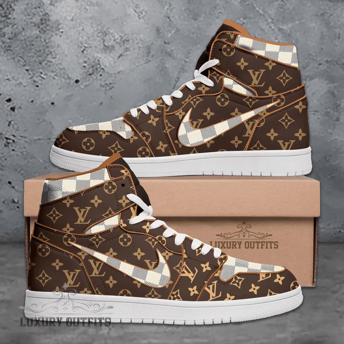 Louis Vuitton x Nike Air Jordan 1 Brown and White Monogram Sneakers