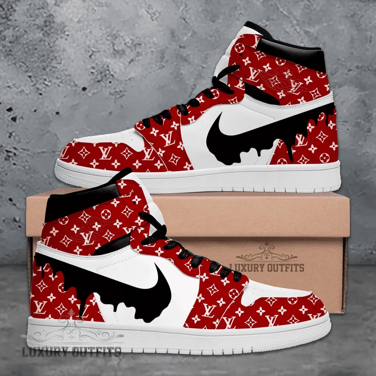 Louis Vuitton x Nike Air Jordan 1 High Red Monogram Sneakers