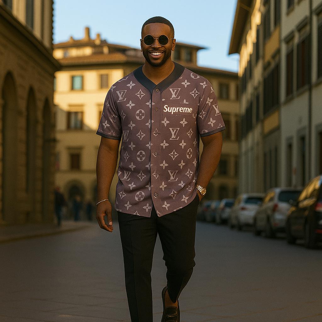 Louis Vuitton x Supreme Baseball Jersey - Chic Monogram Print