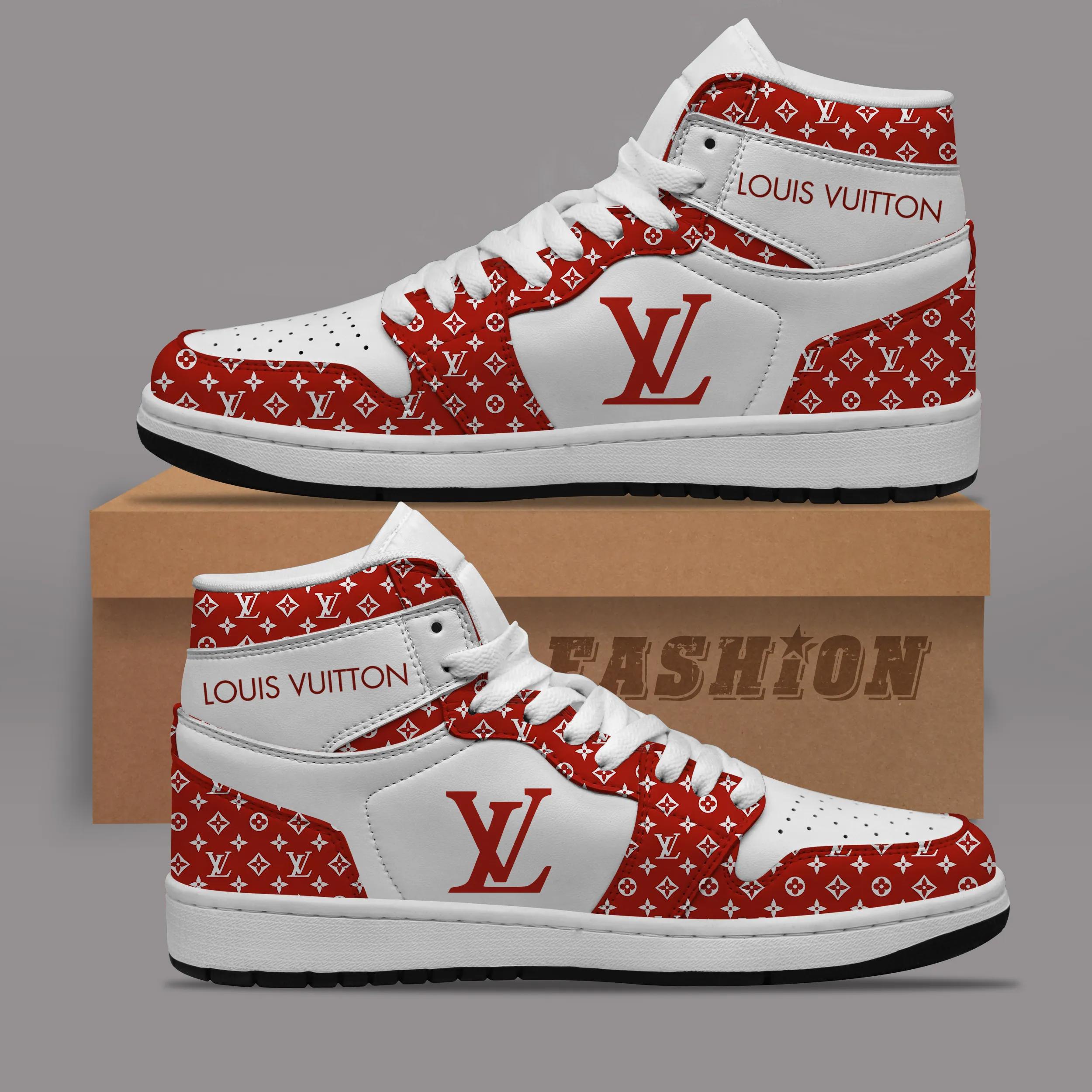 Louis Vuitton's Bold Red & White Air Jordan High Top Sneaker