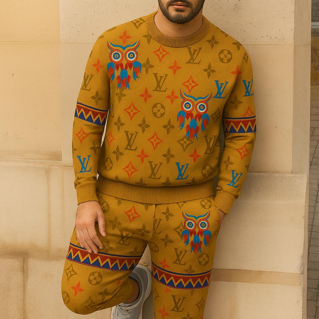Louis Vuitton's Monogram Print Sweater And Pants Set - Chic and Exclusive