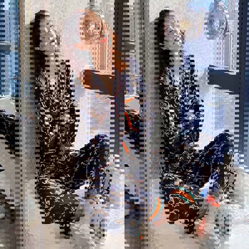 Luxe Chain Print Silk Pyjamas