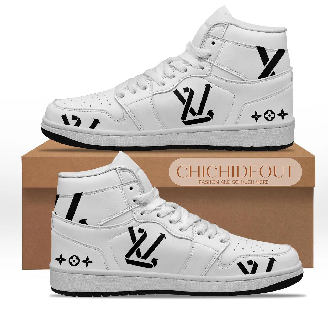 Luxe White Louis Vuitton High Top Sneakers