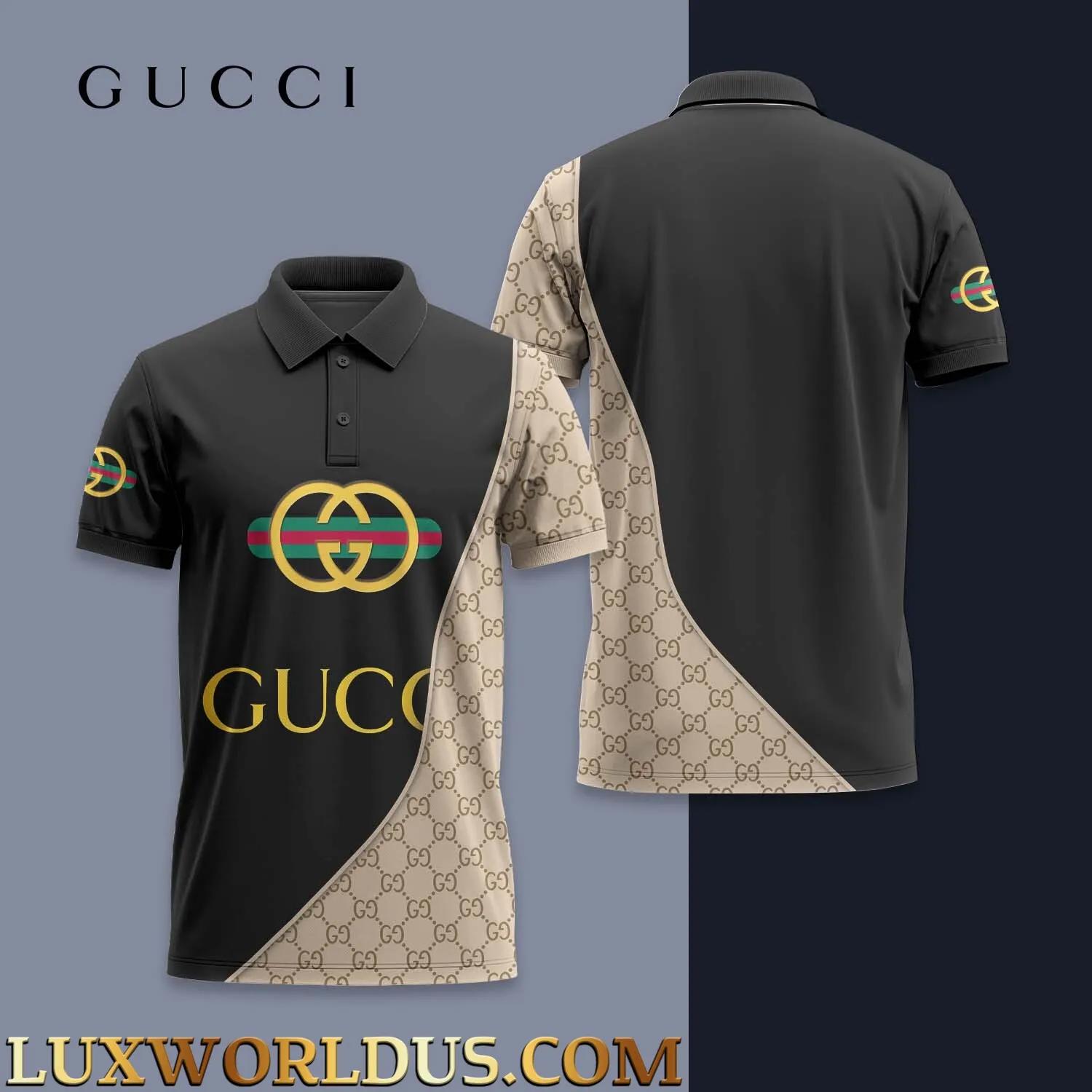 Luxury Gucci Polo Shirt with Iconic GG Print and Stylish Contrast Sleeves
