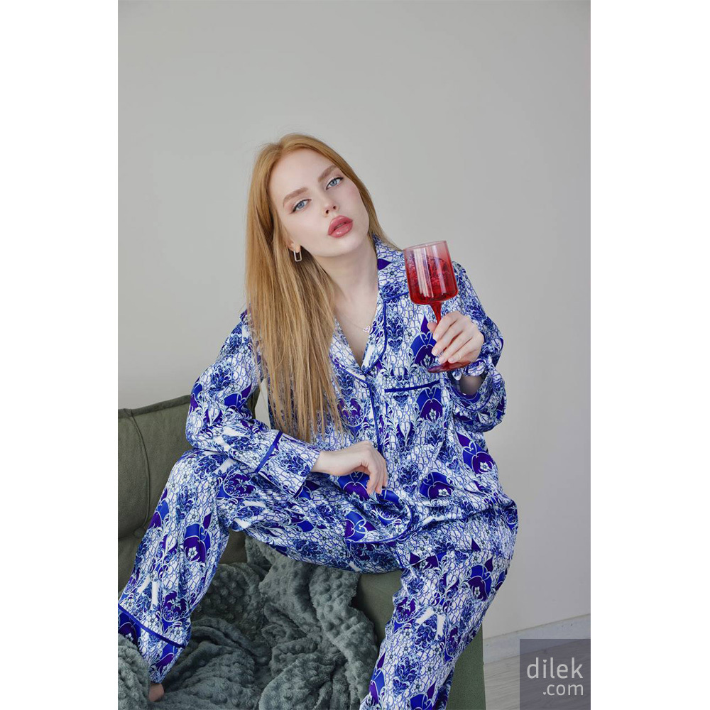 Luxury Handcrafted Statement Pajama Set with Romantic Polka-Dot Print