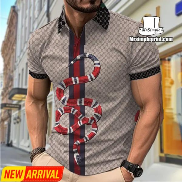 Luxury Snake Print Polo Shirt