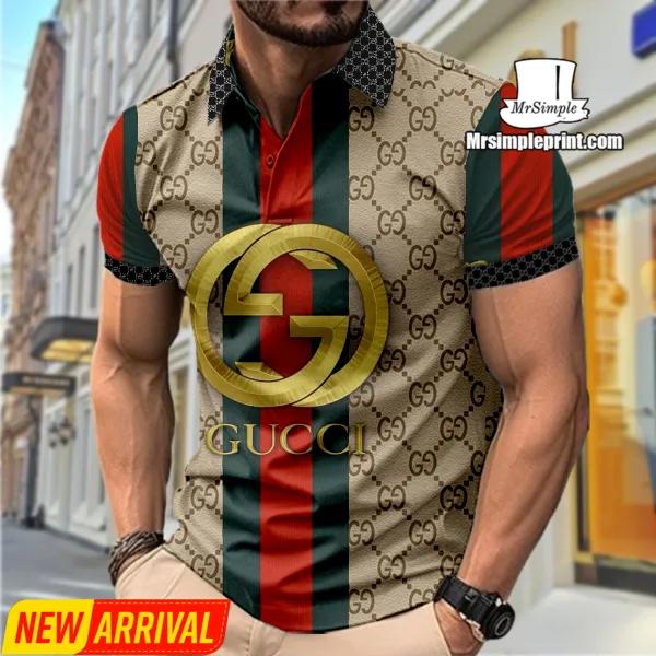 Luxury Statement Gucci Polo with Iconic GG Logo and Bold Stripes