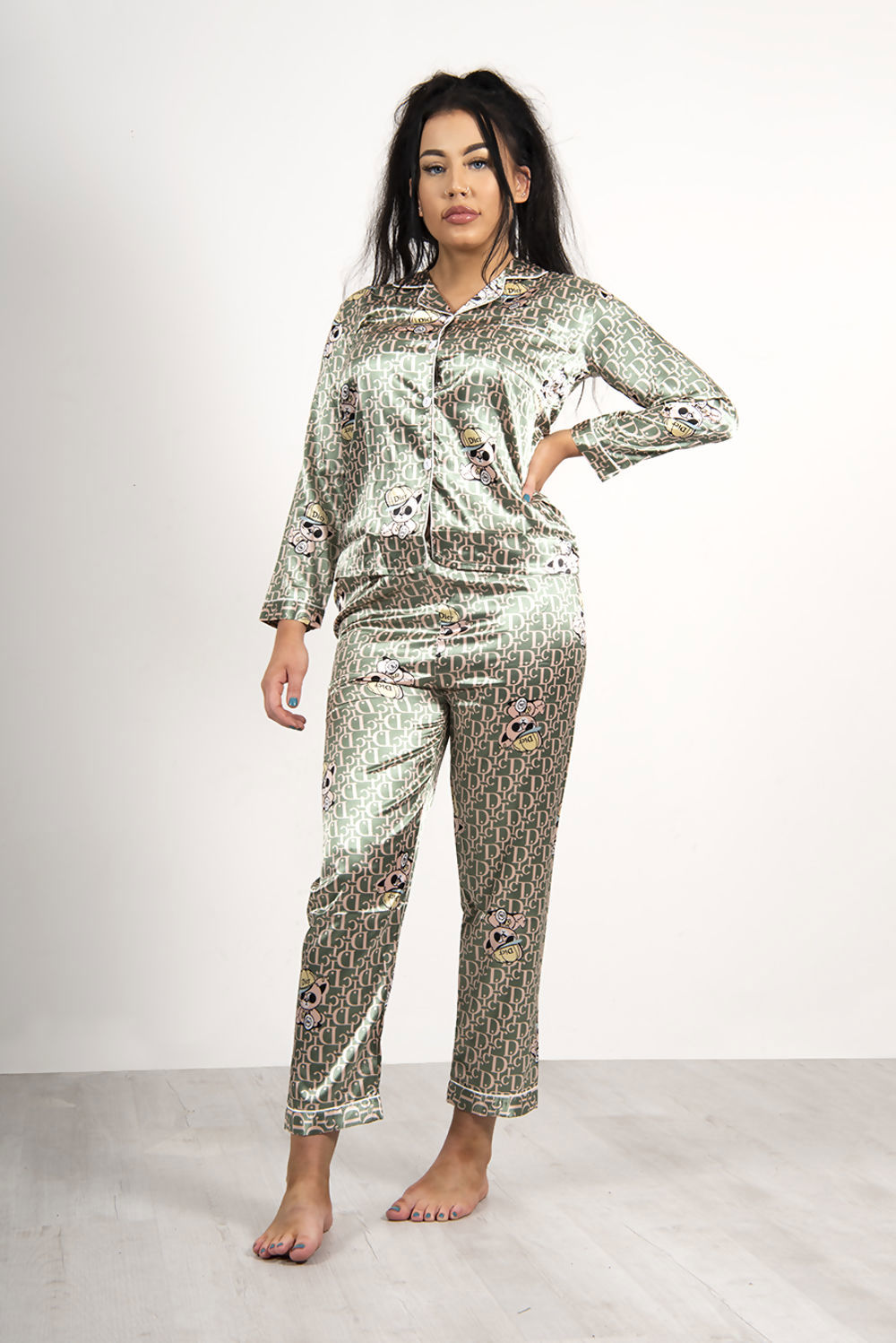 Luxury Velvety Printed Pajamas with Embroidered Monograms