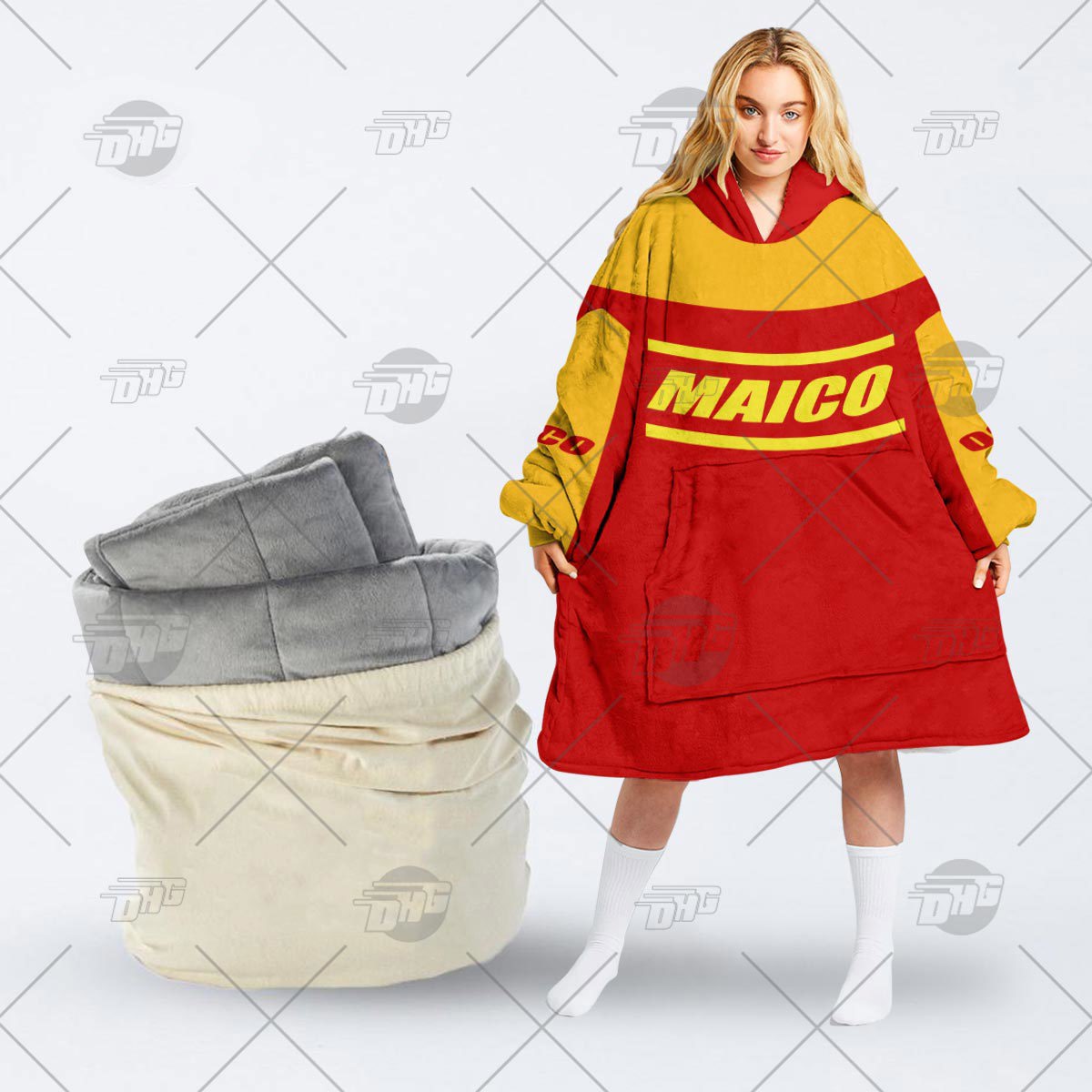 Maico Statement Hoodie Blanket Red and Yellow Oodie