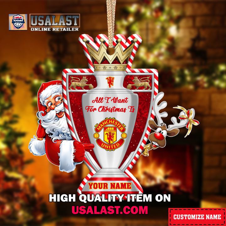 Manchester United Trophy Santa Ornament
