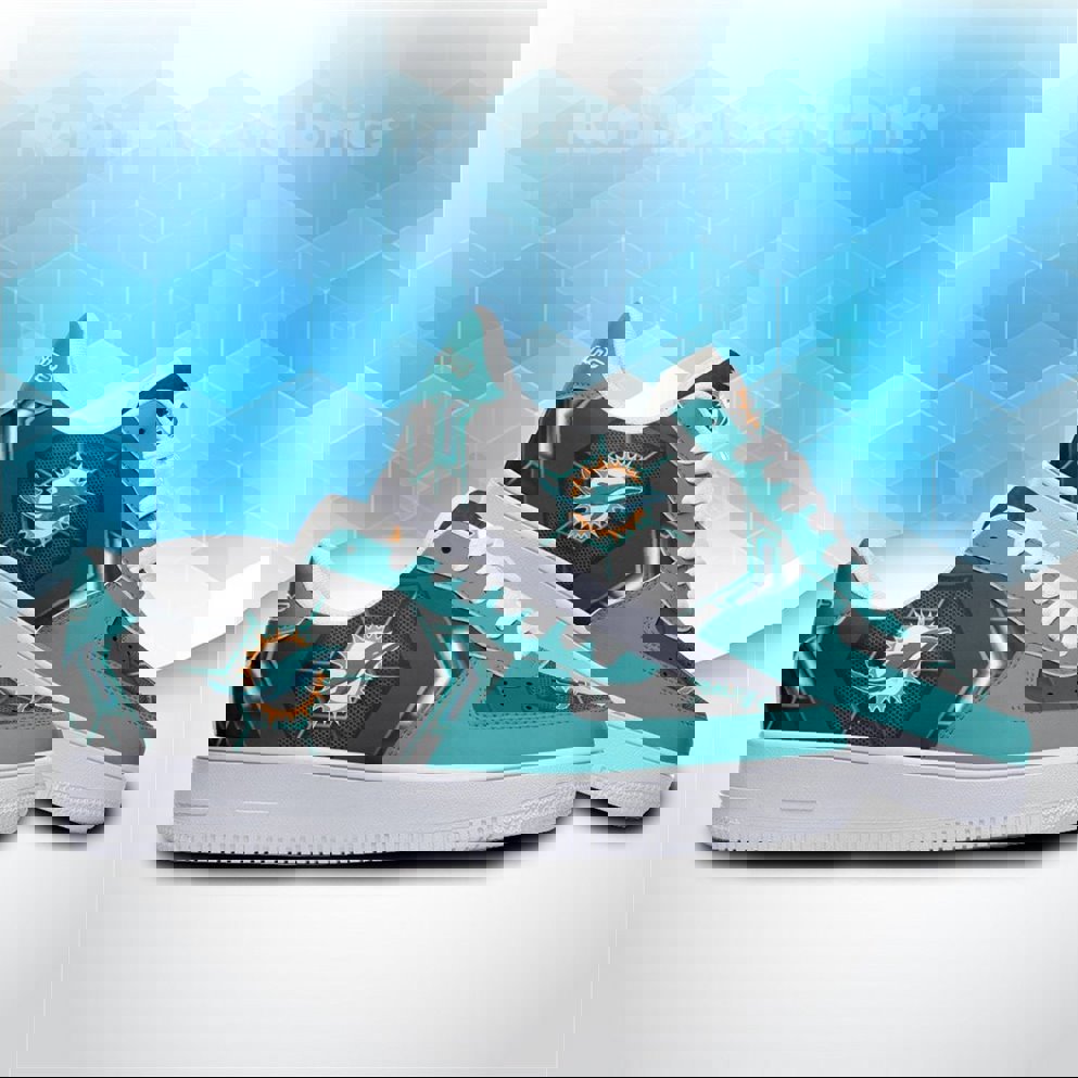 Miami Dolphins AF 1 Sneaker Premium Leather and Bold Blue