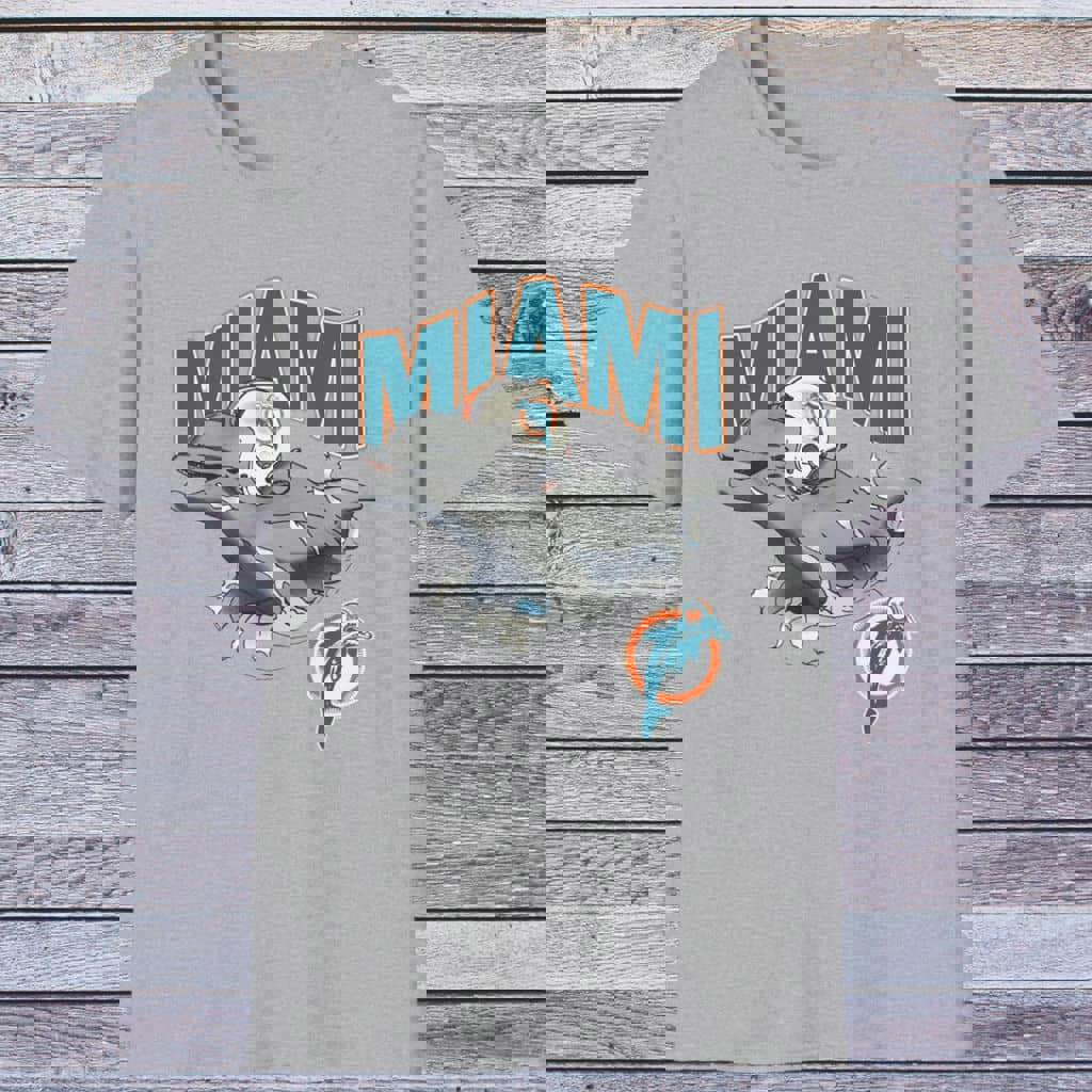 Miami Dolphins Statement T-Shirt 3D Grey Luxe Edition