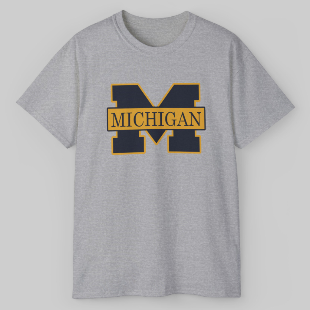 Michigan Statement T-Shirt 3D | Premium Gray and Navy