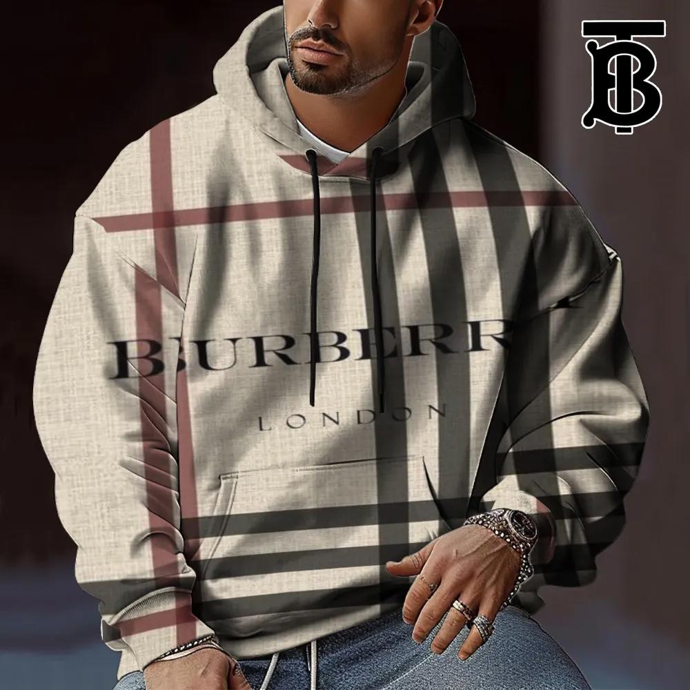 Minimalist Plaid Pullover Hoodie Unisex Cream Beige 2025