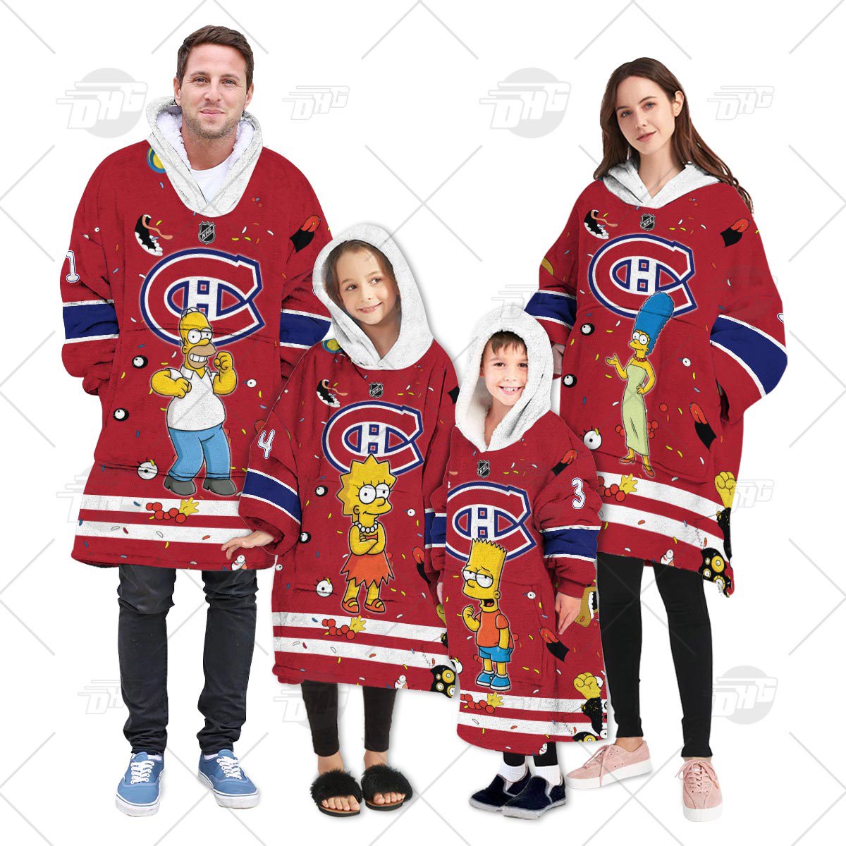 Montreal Canadiens x The Simpsons Cozy Pullover Hoodie Blanket