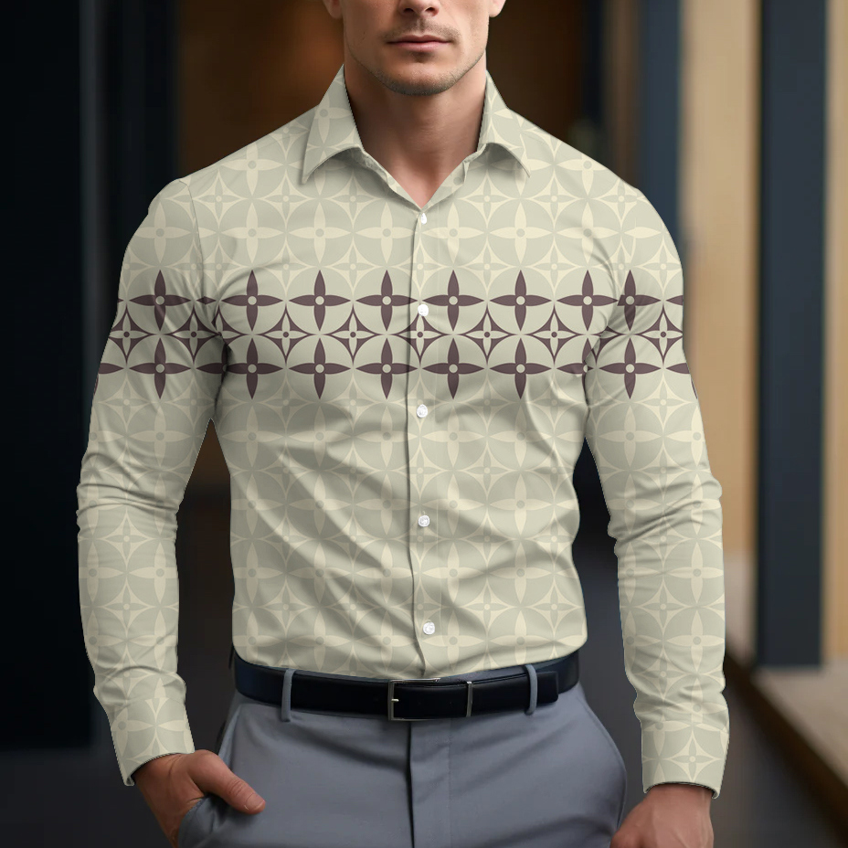 Neutral Tones 2025 Geometric Panel Polo Shirt