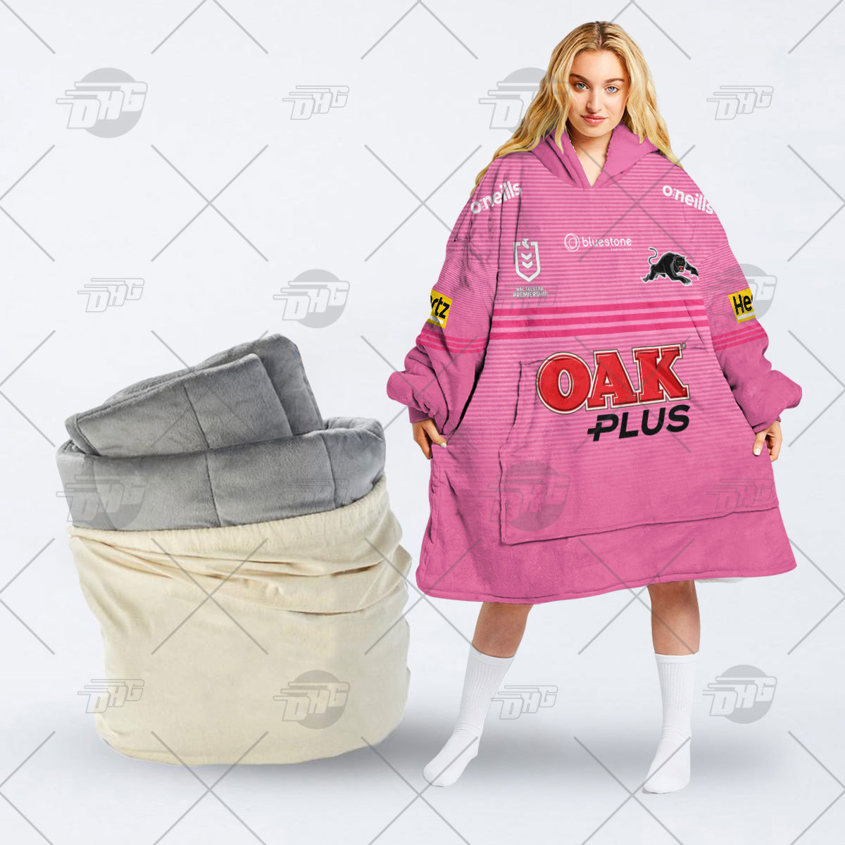 Oak Plus Pink Hoodie Blanket Oodie by DHG