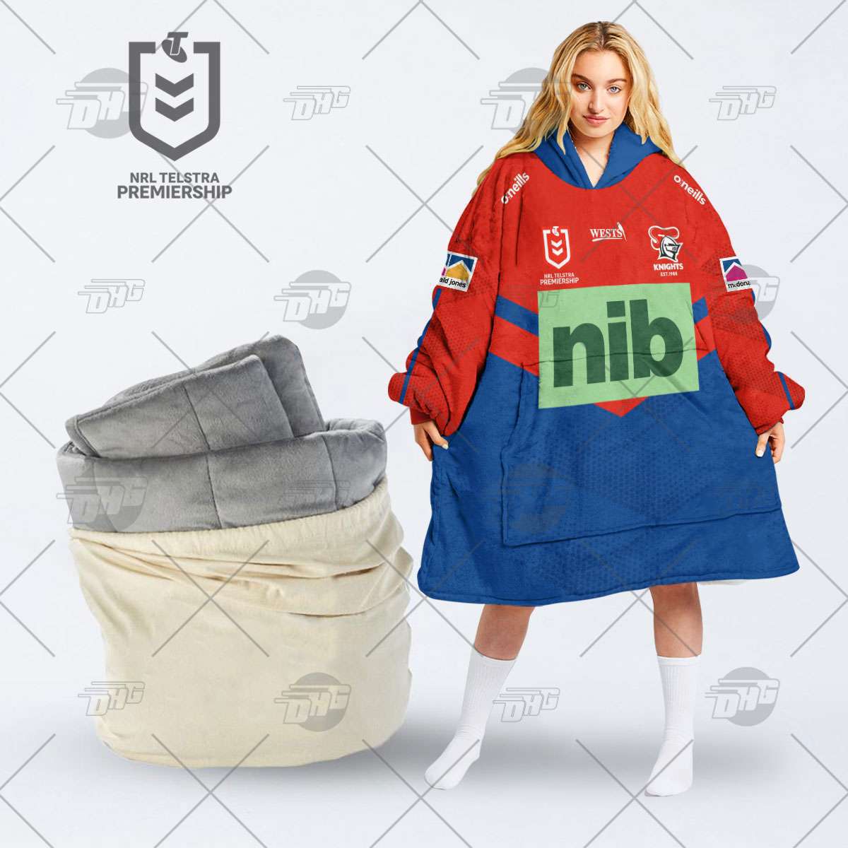 Oodie NRG Telstra Premiership Rugby Hoodie Blanket Red Blue