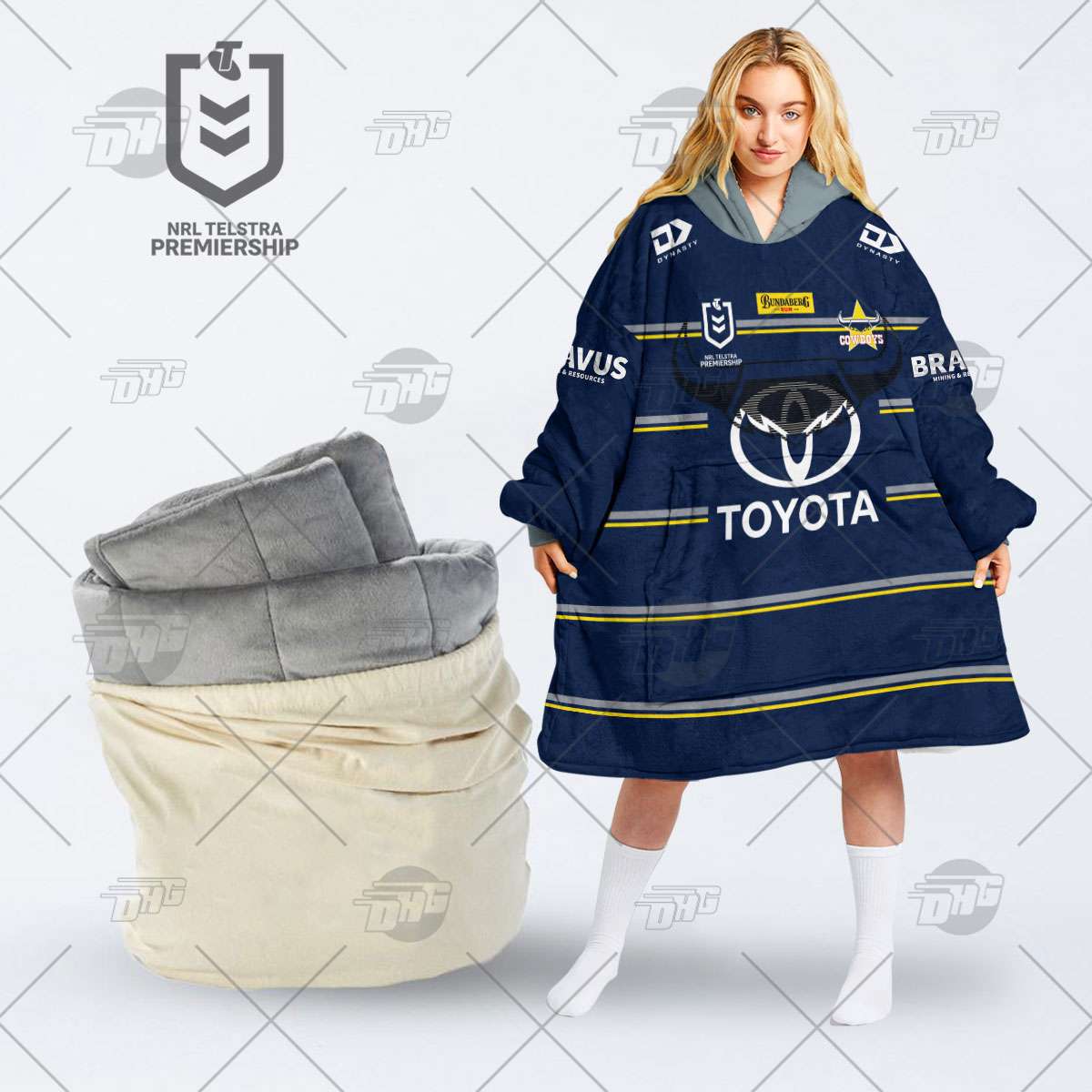 Oodie Statement Hooded Blanket Blue Navy Luxury NRL Telstra Premiership Edition