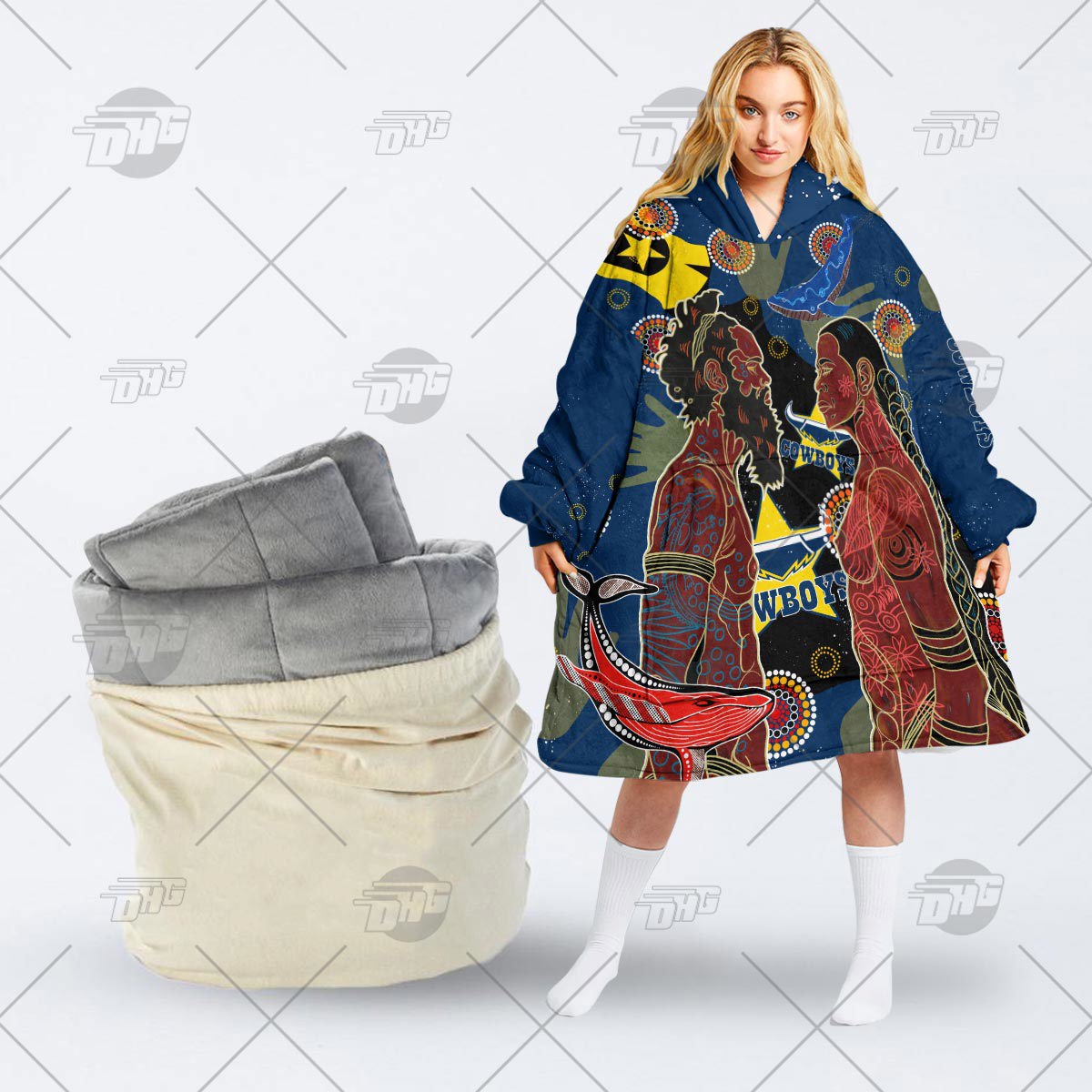 Oodie Statement Hooded Blanket Cowboy Artwork and Luxe Comfort