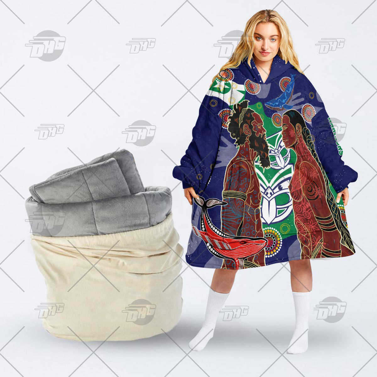 Oodie Statement Hoodie + Bold Artwork Design + Chic Navy & Red