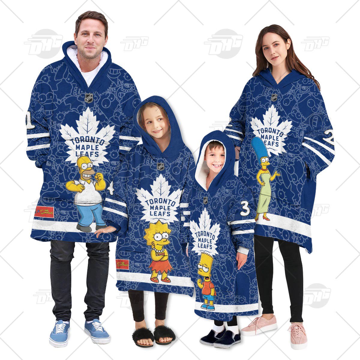 Oodie Toronto Maple Leafs x The Simpsons Cozy Blanket Hoodie for Families