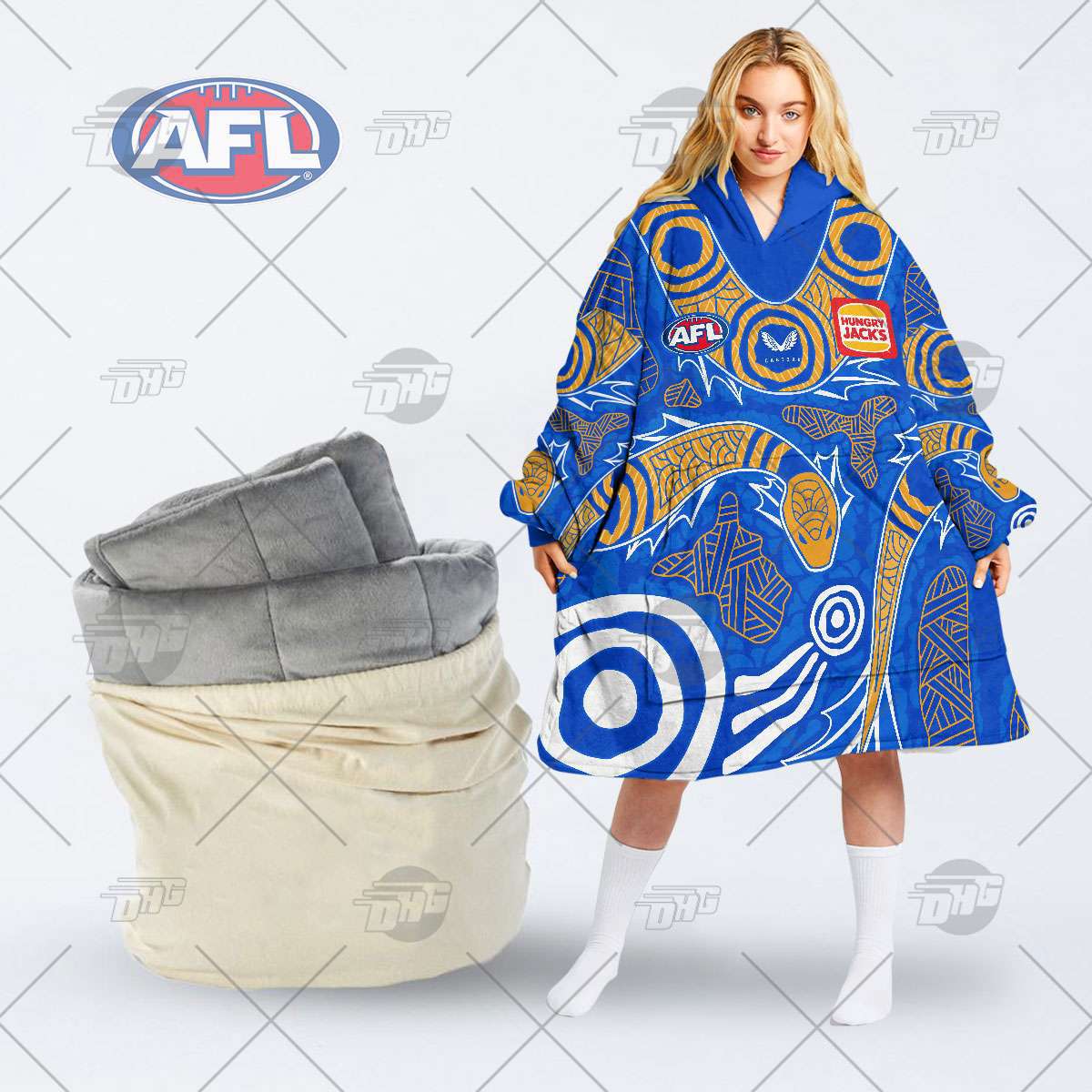 Personalise AFL West Coast Eagles Indigenous oodie blanket hoodie snuggie hoodies